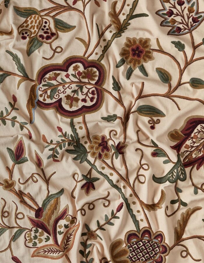 Antique fabric style embroidery for curtains and upholstery.