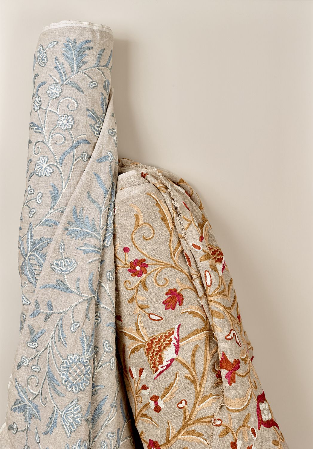 Beautiful hand embroidered fabrics kept in stock